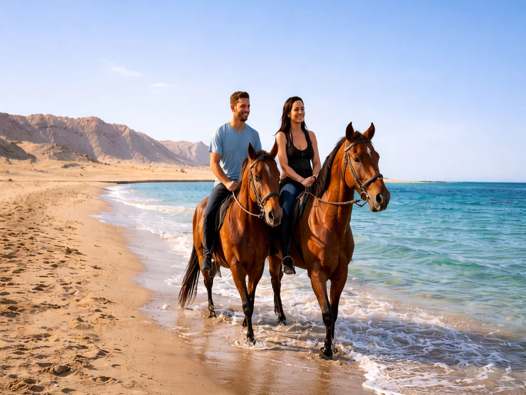 Beach and desert horse riding in Hurghada